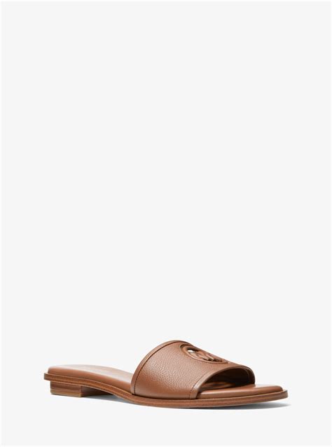 michael kors deanna sandal|Michael Kors Deanna Cutout Leather Slide Sandal .